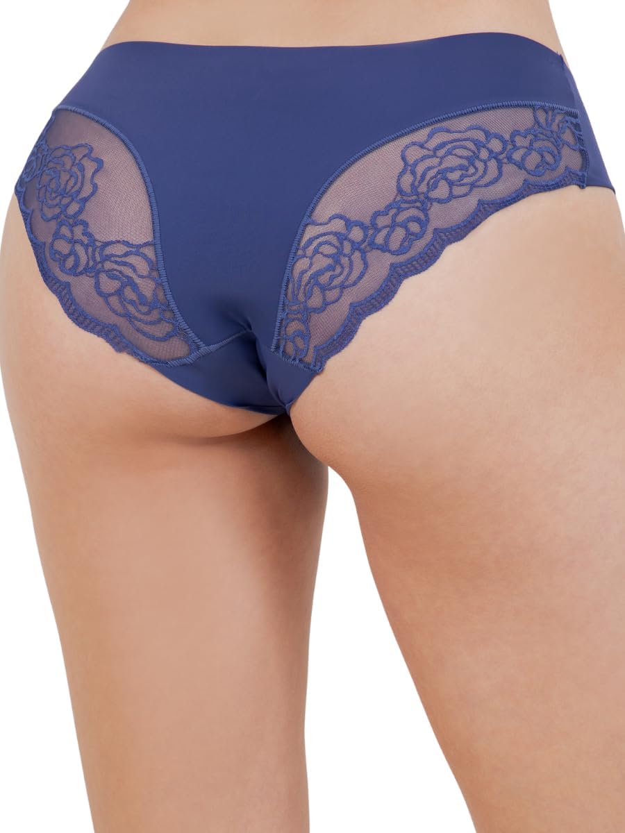 Women’s Laser Cut Briefs 5 Pack – Seamless Bonded Edge Underwear with Lace Detail