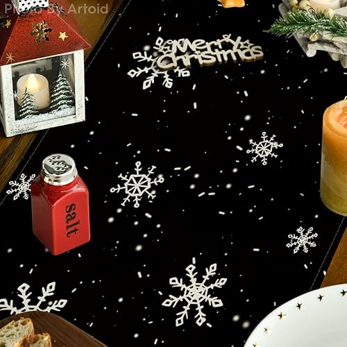 Miniatura 3 de Artoid Mode Camino de mesa de invierno con diseño de copo de nieve rojo, muñeco de nieve rojo, decoración de mesa de comedor para decoración de