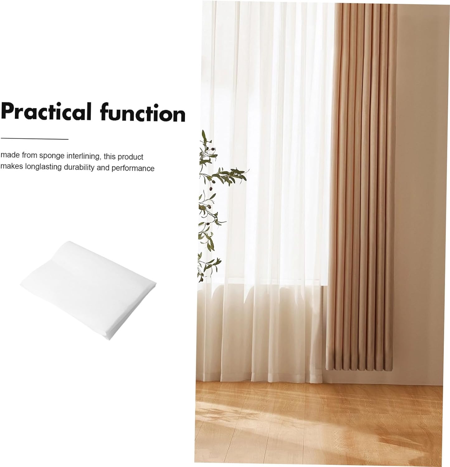 Soft Sponge Interlining for Curtains Washable Composite Lining Cloth Thick Drapery Support Single-Sided Adhesive Iron Precise Curtain Sizing and Neat Window Treatments