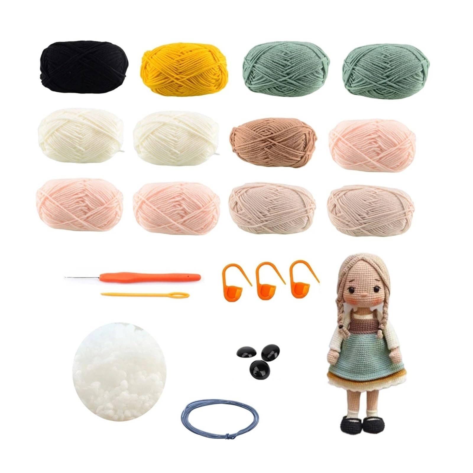 OPIGJUFD Kits de Ganchillo Kits de crochet for muñecas Gril DIY, kits tejido amigurumi, manualidades con hilo, accesorios y patrones para Proyectos de Manualidades(Liya gril)