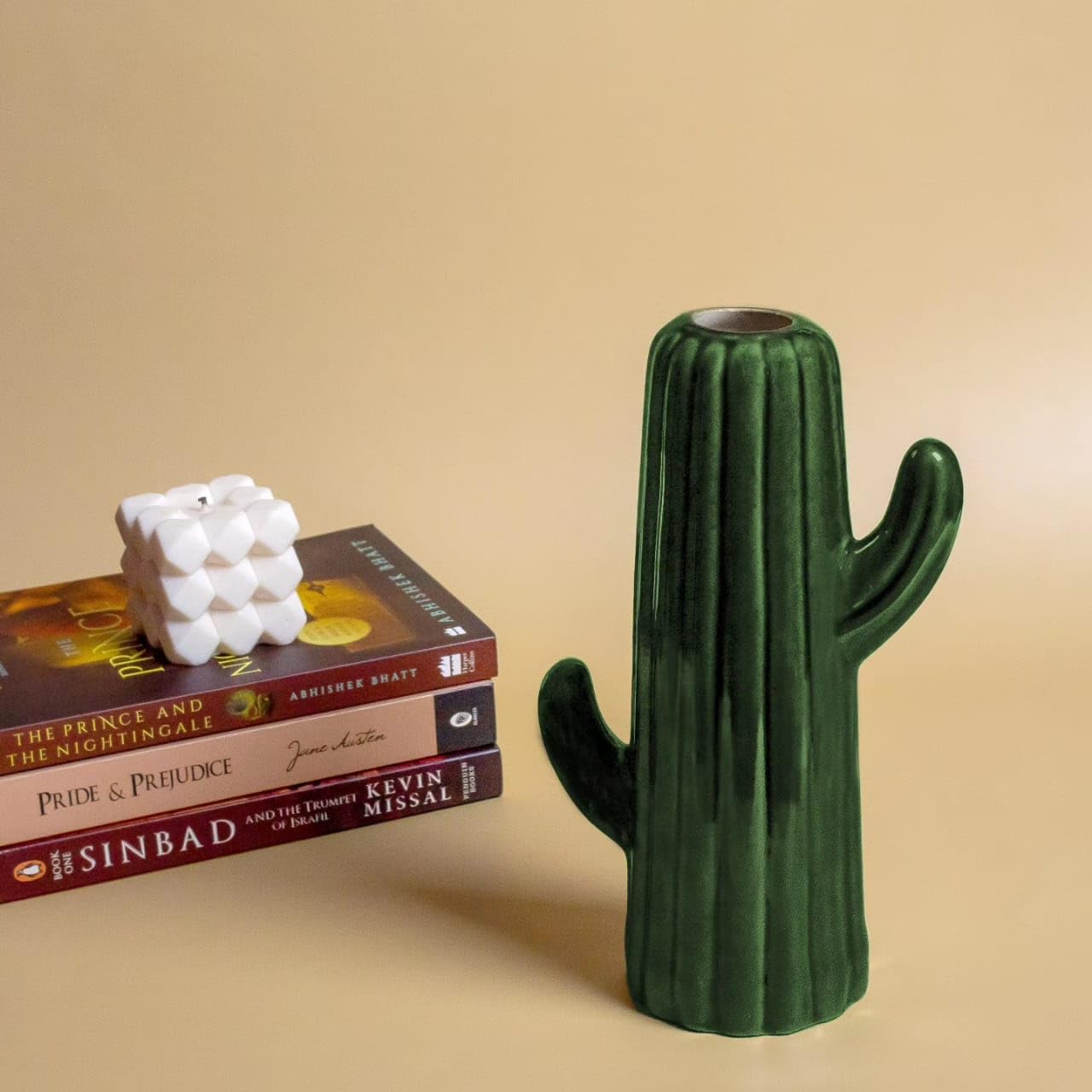 Amruk Cactus Shape Ceramic Vase | Showpiece for Home Decor | Size: 8 inch-image-33