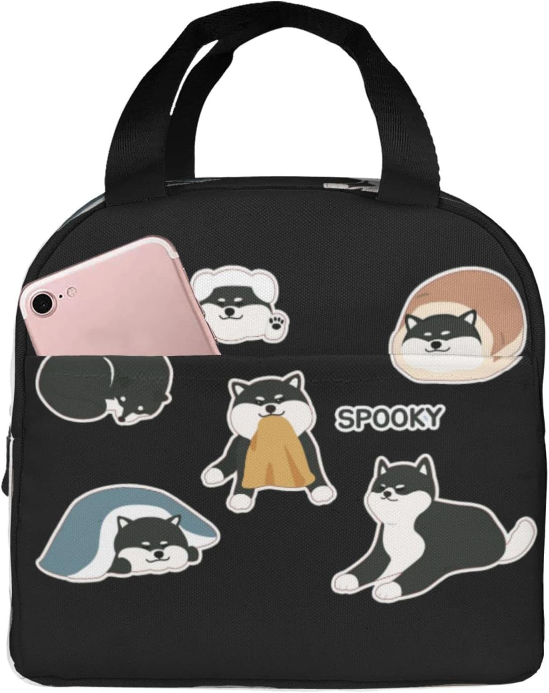 かわいい 黒 柴犬 ランチバック 保温 保冷バッグ 弁当バッグ おしゃれ コンパクト 通勤 通校 旅行 プレゼント