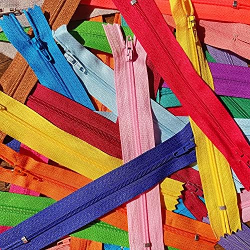 KGS Bulk Nylon Zippers for Sewing Crafts | 20 Assorted Colors | Different Sizes | 100 pcs/Pack (9+12+15 Inches)