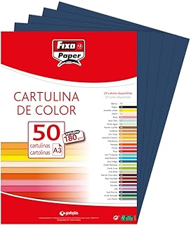 Fixo Paper 11120334 – Paquete de cartulinas A3 – 50 unidades, cartulina azul marino, 180g