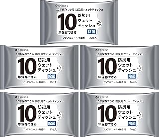 10年保存できる防災用ウェットティッシュ ノンアルコール 無香料 20枚入り 防災用品 備蓄 10年保存 災害 水害 地震 アウトドア 防災グッズ
