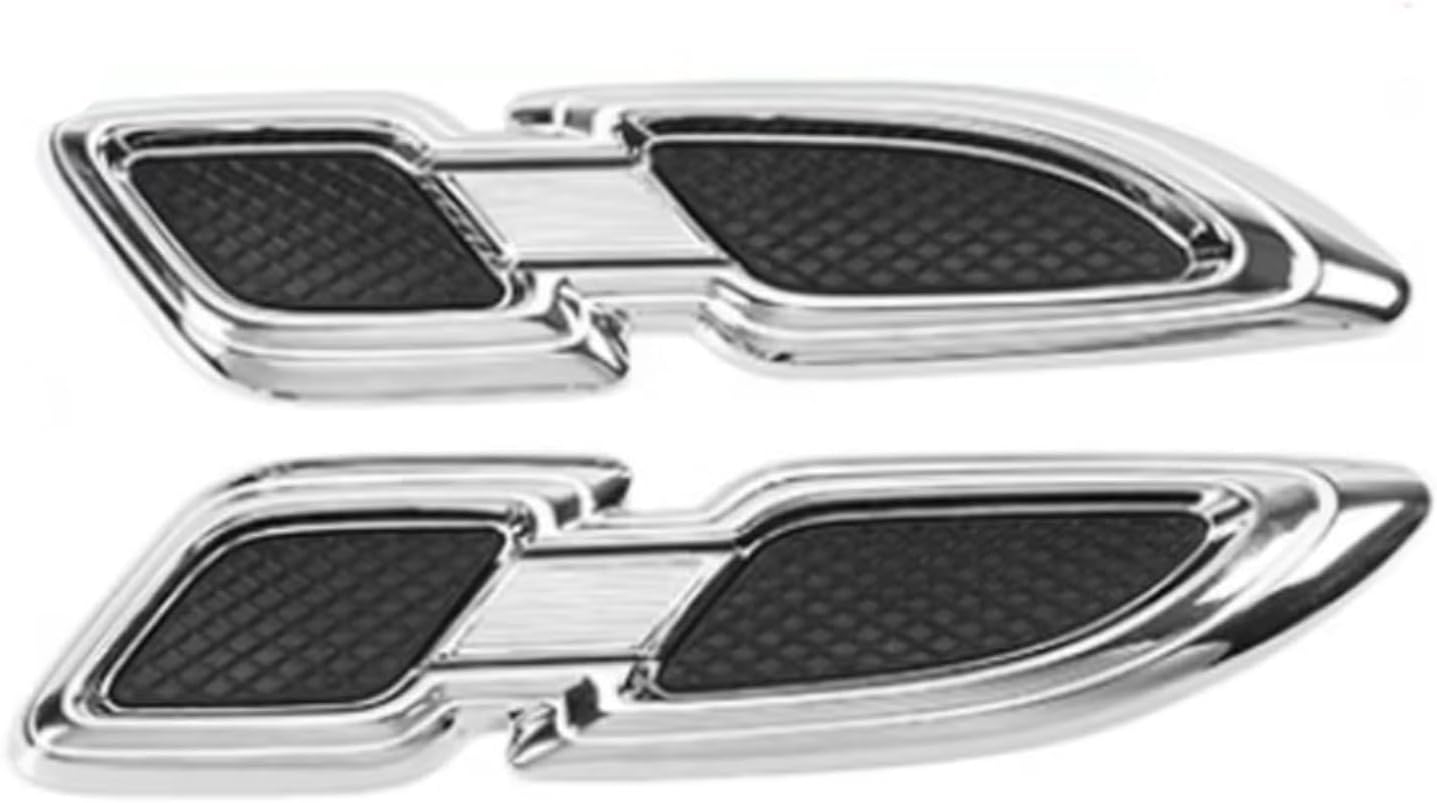 Side Wing Grille Vent Compatible With For Mustang 2009-2023 Front Hood Air Vent Outlet Decorative Trim Cover Car Front Hood Grille(Silver)