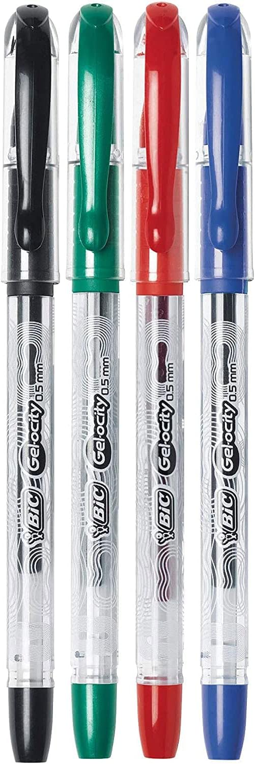 BIC Gel-ocity Smooth Stick Gel Pens, Fine Point, 0.5mm, Assorted Ink, 4 Count