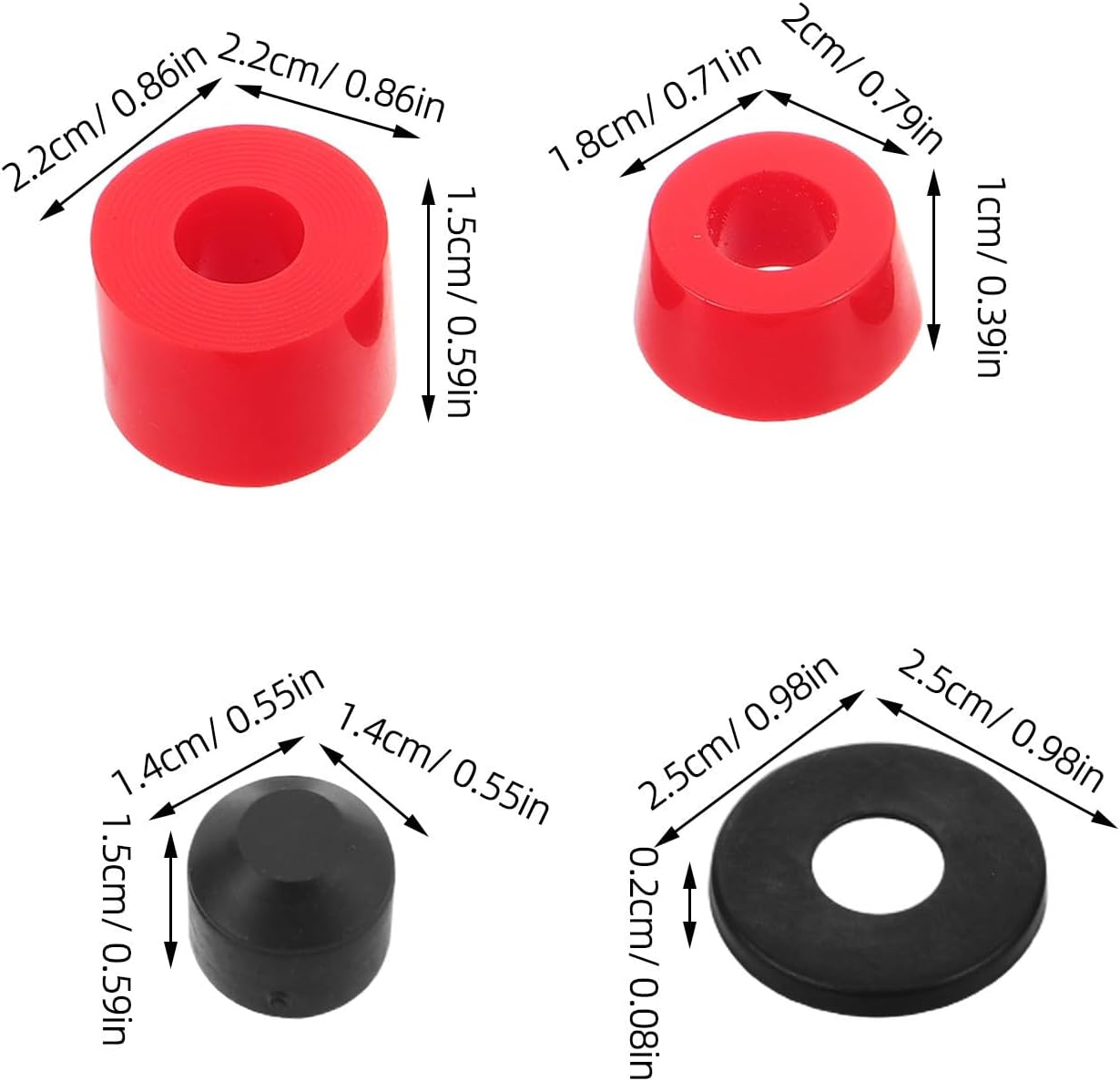 Levemolo Skateboard Truck Bushings with Pu Shock Absorber Pads and Washers for Enhanced Stability and Lightweight Construction, Replacement Vibration Dampers for Skateboard Truck Parts