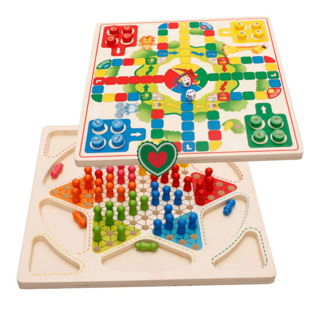Damas Chinas de Madera 2 en 1, Juego de Mesa, Damas Chinas, Juegos de Mesa Familiares para niños y Adultos