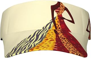 XIXIAN Traditional African Girl Painting Printed Adult Sunscreen Visor Cap Lightweight and Breathable Adult Sun Visor Empty top hat Versatile Outdoor hat Black