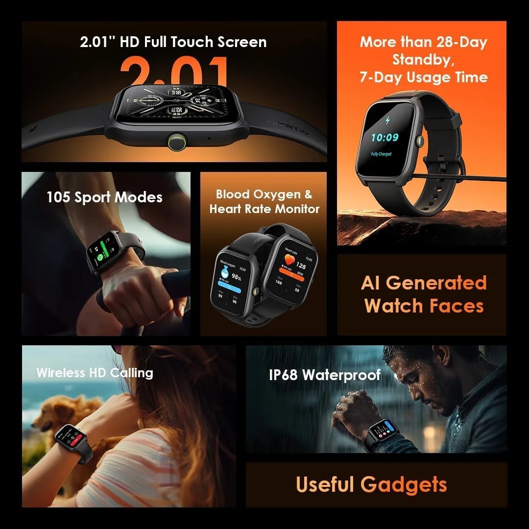 Professional | Oraimo Smart Watch,2.01" HD Screen,IP68 Waterproof Fitness Watch,Long battery life,105+ Sports Trackers,Health tracking,Call Message Notification,Compatible with Android and iOS 2026 - view 1