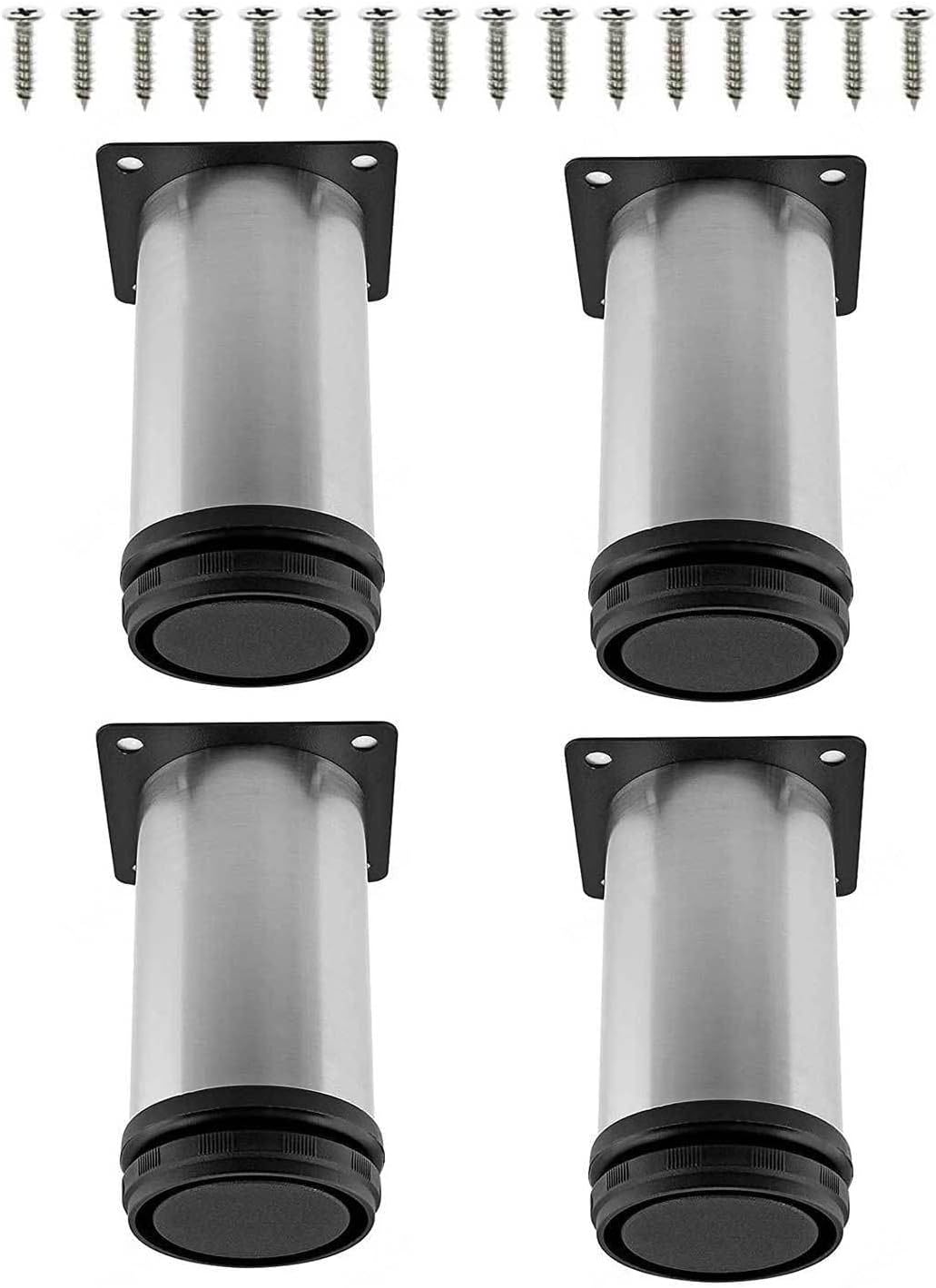 4 Pack Adjustable Legs for Kitchen Units Cabinet Legs Furniture Leg Table Support Rack with Protective Rubber Pad for Cabinet Cupboard Sofa Couch,450mm(17.71in) ()