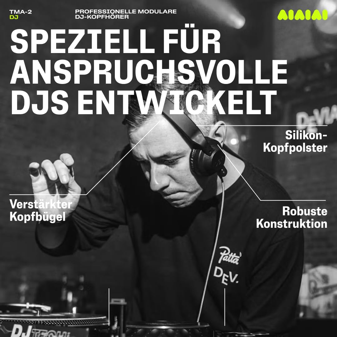 AIAIAI TMA-2 DJ – Professionelle On-Ear-DJ-Kopfhörer mit druckvollem Bass, robuster Bauweise, hoher Geräuschisolierung, modularem Design und austauschbaren Teilen für maximale Langlebigkeit