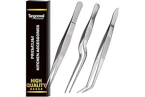 3-Piece Professional Food Tweezers Set: Precision Culinary Tongs with Offset Tips