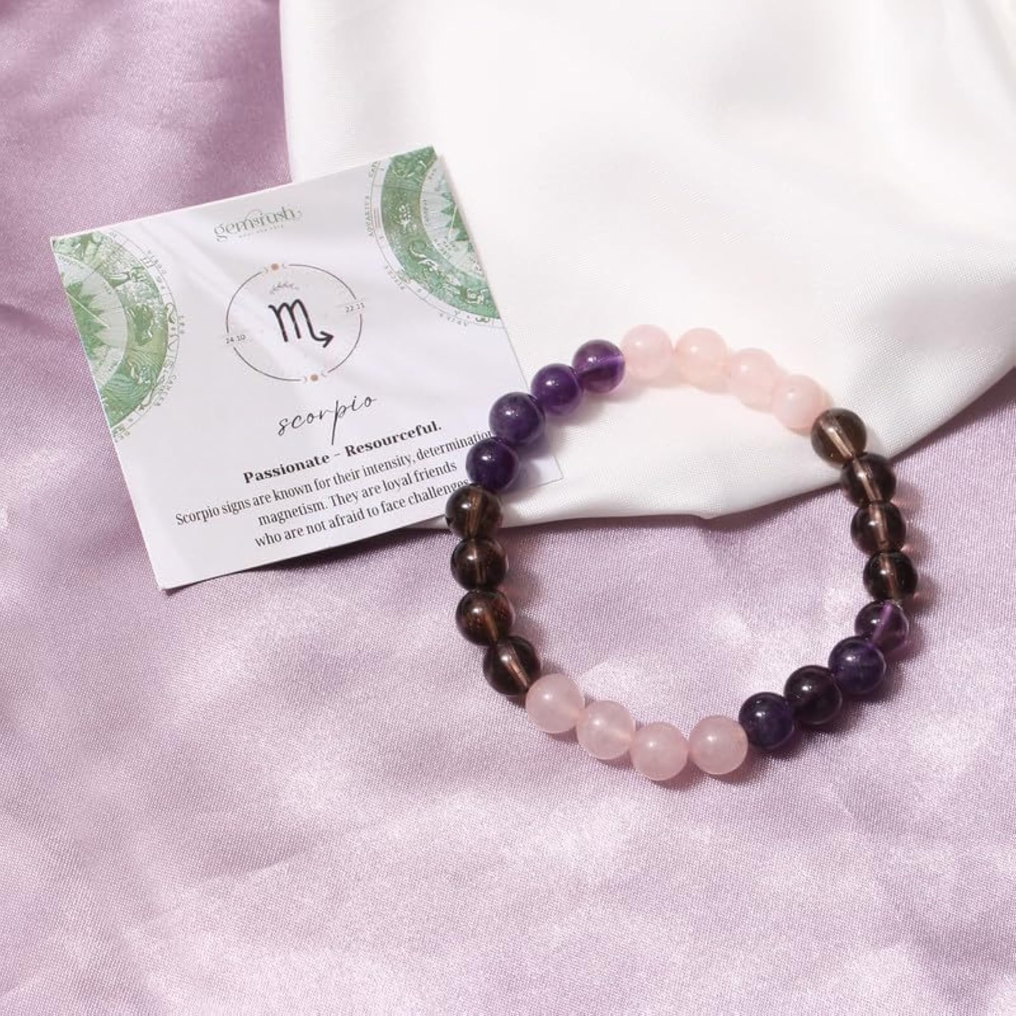 Scorpio Zodiac Amethyst & Smoky Quartz Astrology Bracelet