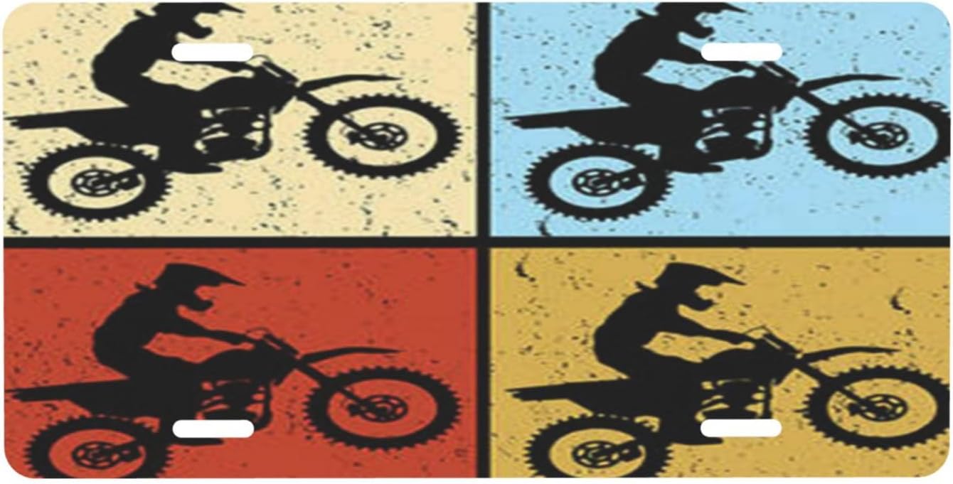 Retro Motocross Vintage Aluminum License Plate Metal Personalized Front Vanity 6×12 Inch Car Decor Tags Number Plates