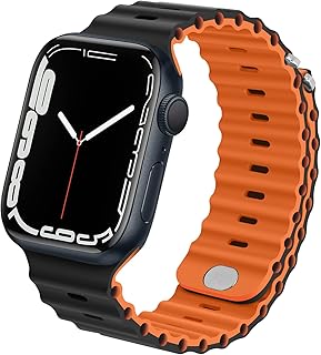 Anlinser Bands Compatible with Apple Watch Band 49mm 45mm 44mm 42mm 41mm 40mm 38mm, Adjustable Loop Designed for Apple Watch Ultra 2/Ultra SE Series 9 8 7 6 5 3(41mm/40mm/38mm, Black/Orange)