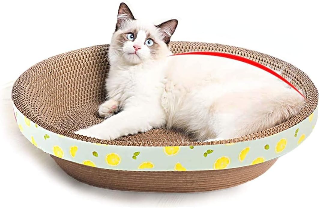 HALAMODO Cat Scratcher Lounge Cardboard Scratch Pad Large Cats Bed Scratching Box with Catnip for cats up to 6kg
