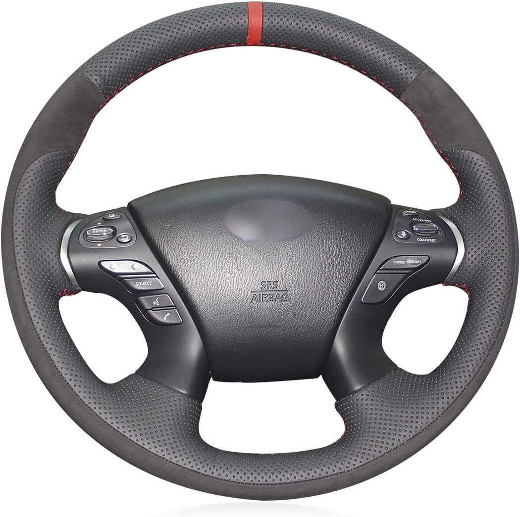Genuine Leather Custom Steering Wheel Covers for Infiniti Q70 Q70L QX60 2014-2019 / JX35 2013 / M35H 2012 2013 / M37 M56 2011-2013 / Nissan Pathfinder 2013-2018 Accessorie