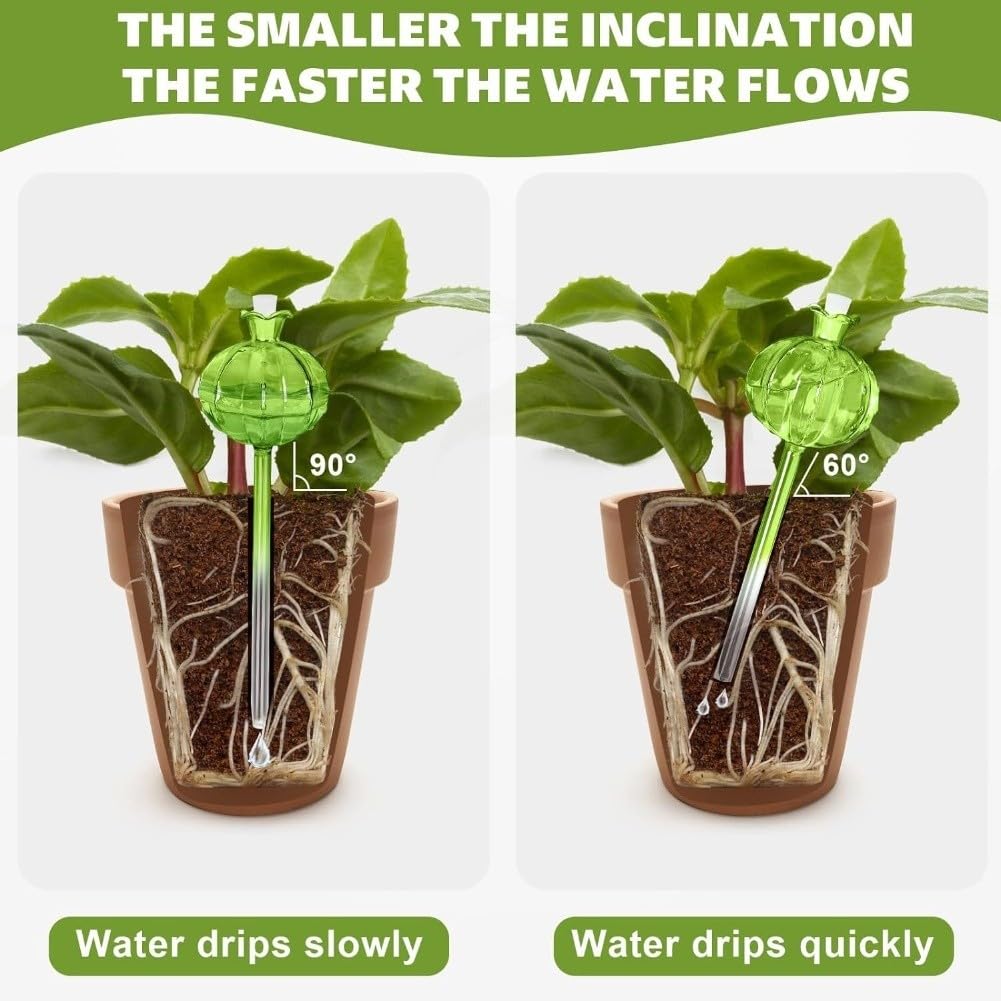 ZYNCUE Lot de 4 globes d'arrosage automatique pour plantes d'intérieur - En verre synthétique - Pour la maison, le jardin, les vacances
