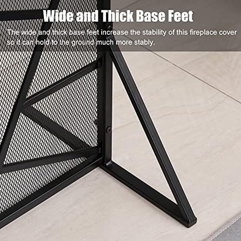 Vintage Black Metal Fireplace Screen, 99×32×75cm Freestanding Single Panel, Spark Guard Fire Protector for Home Decor, Elegant Hearth Safety Accessory