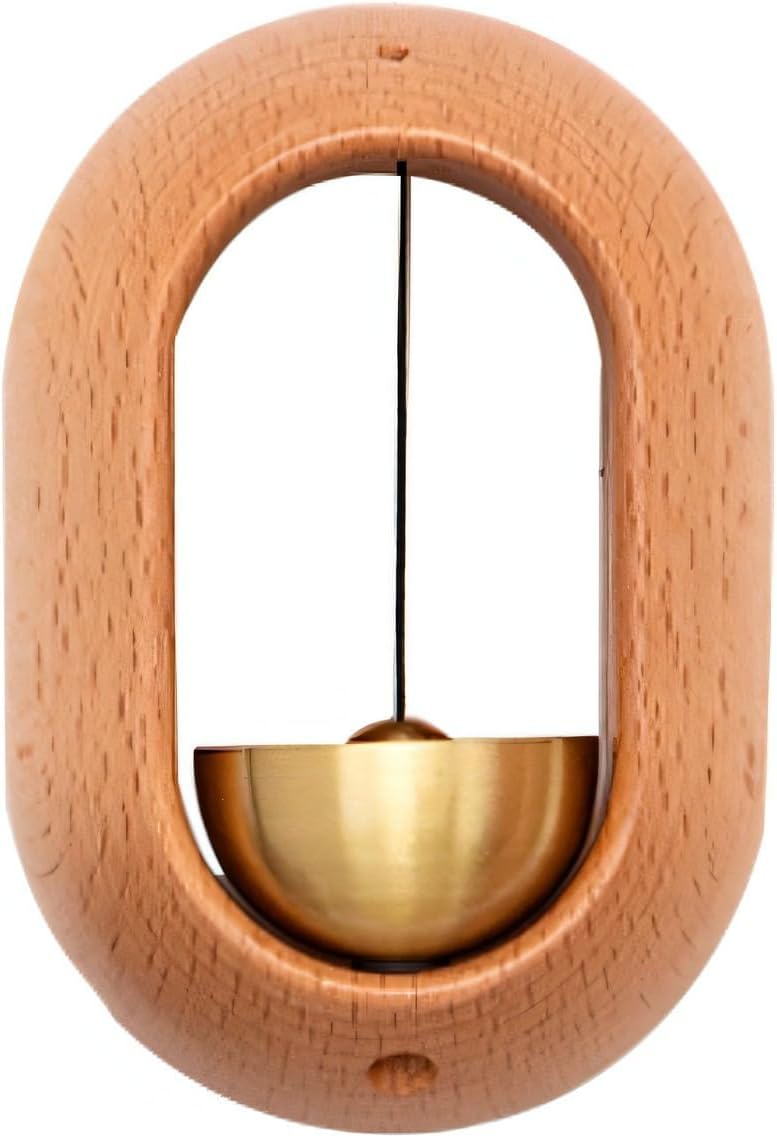 Shopkeepers Bell for Door Opening, Magnetic Attached Wood Doorbell Chime for Business, Lightweight Unique Bell for Door Wall Store Wardrobe Decor, Ebony Wood, Style 2