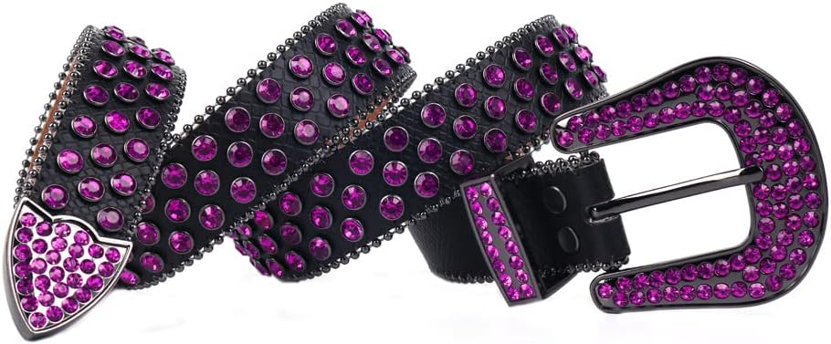 Luxury Strap Belts Purple Diamond Wide Buckle Belt For Women Men Rhinestone Belts For Jeans