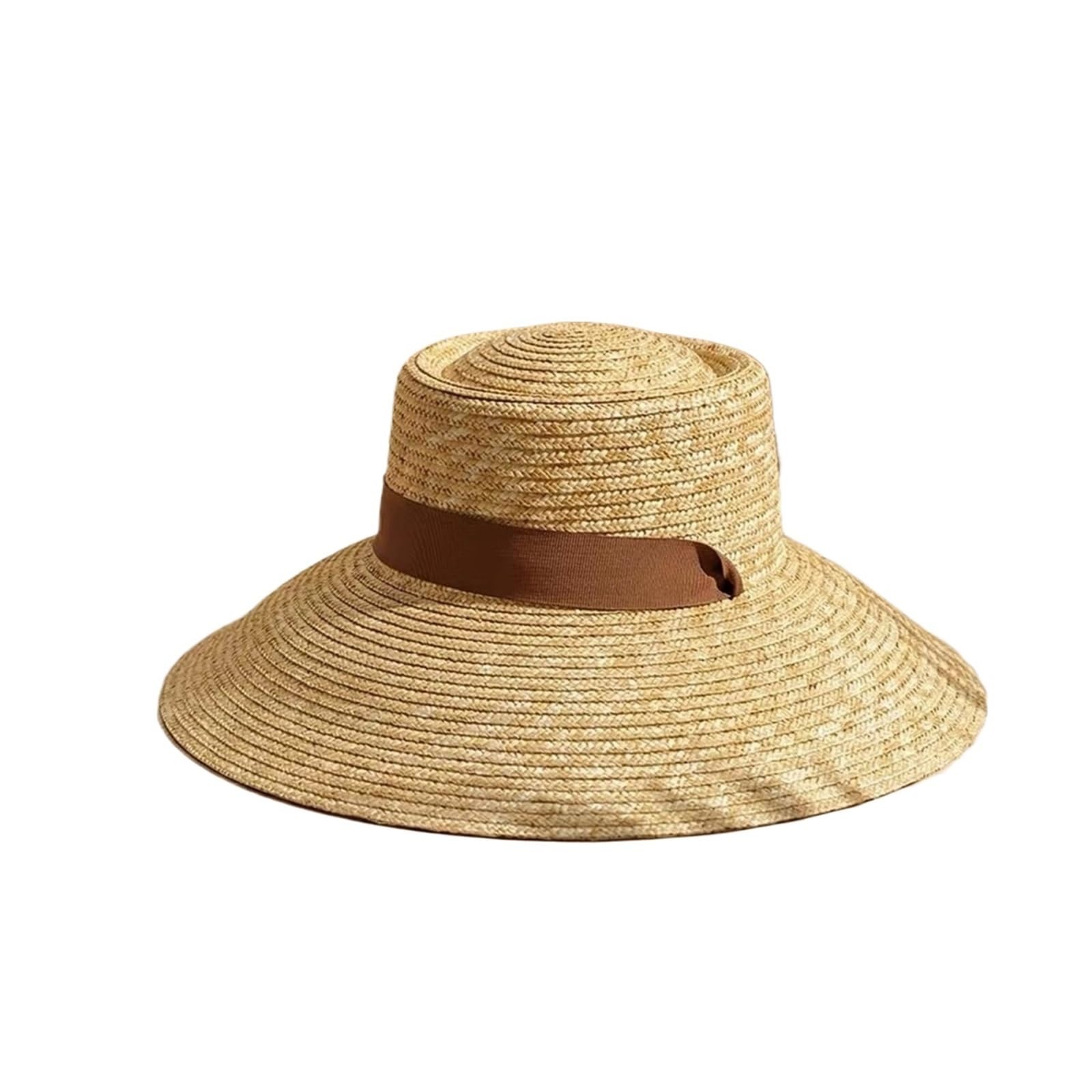 Damen-Sonnenhut aus Stroh mit breiter Krempe, Kinnriemen, Strand, Reisen