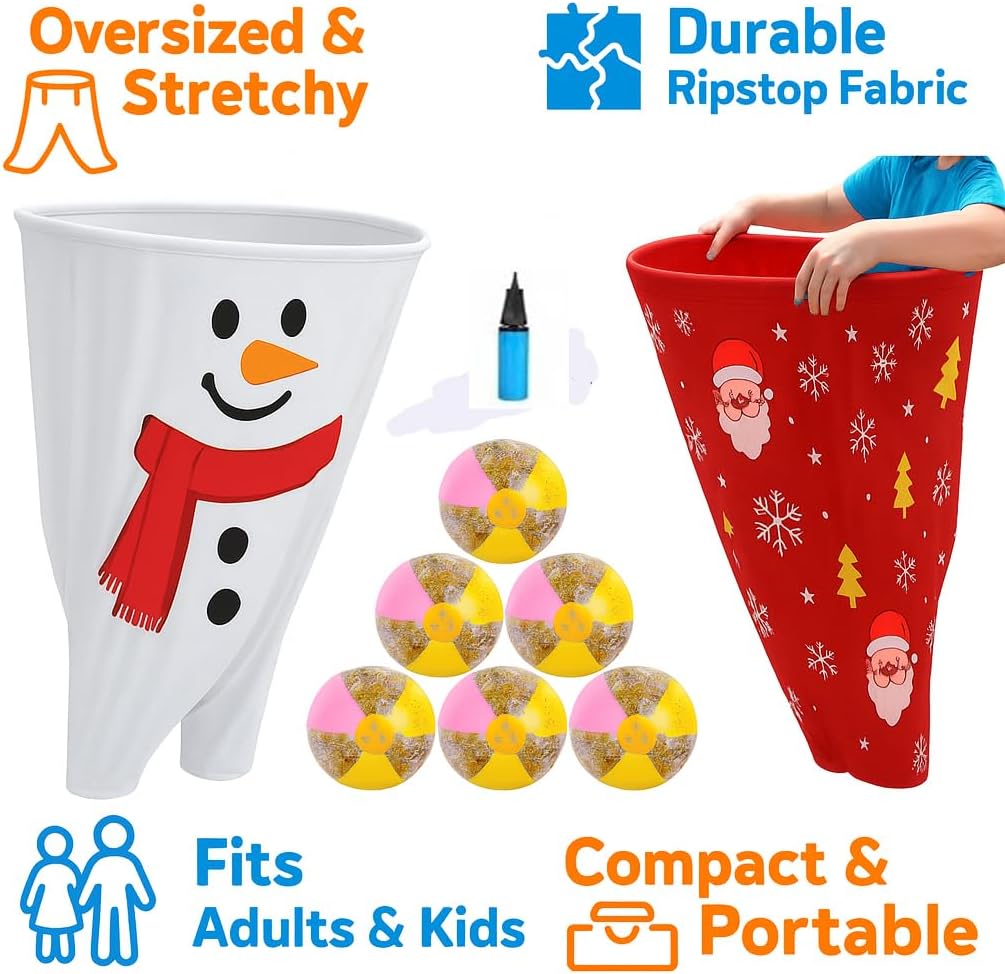 Granny Pants Yard Game – Giant Stretchy Pants Outdoor Relay Set with 10 Bouncy Balls & Pump, Hilarious Backyard Party Game for Adults, Field Day, Team Building & Family Reunions