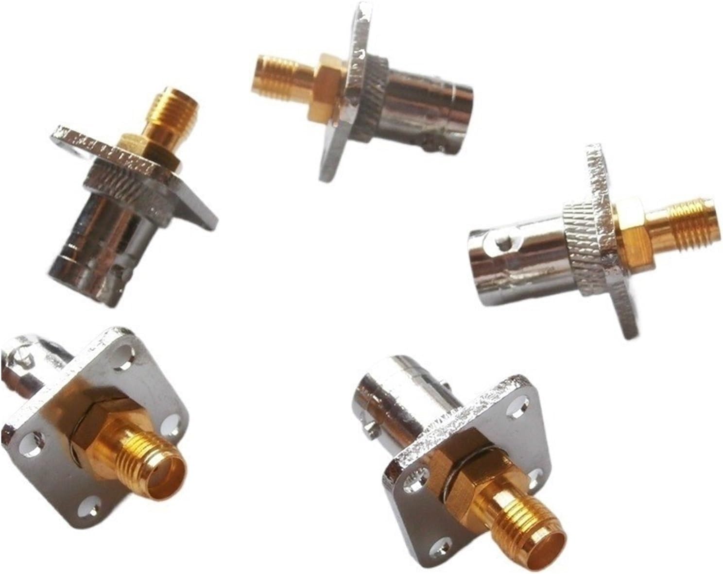 Hong pan 10Pcs BNC Female to SMA Jack Flange Panel Mount Connector F/F Adapter