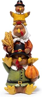 Hodao Thanksgiving Turkey Stack Family Decor, Resin Indoor Home & Bedroom Ornaments, Great Thanksgiving Gift