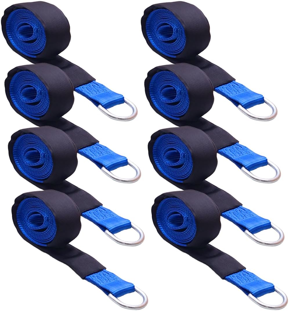 BoxerTool (Pack of 8) 2" X 10 Ft Lasso Tow Strap with D Ring Auto Hauler Tie Down