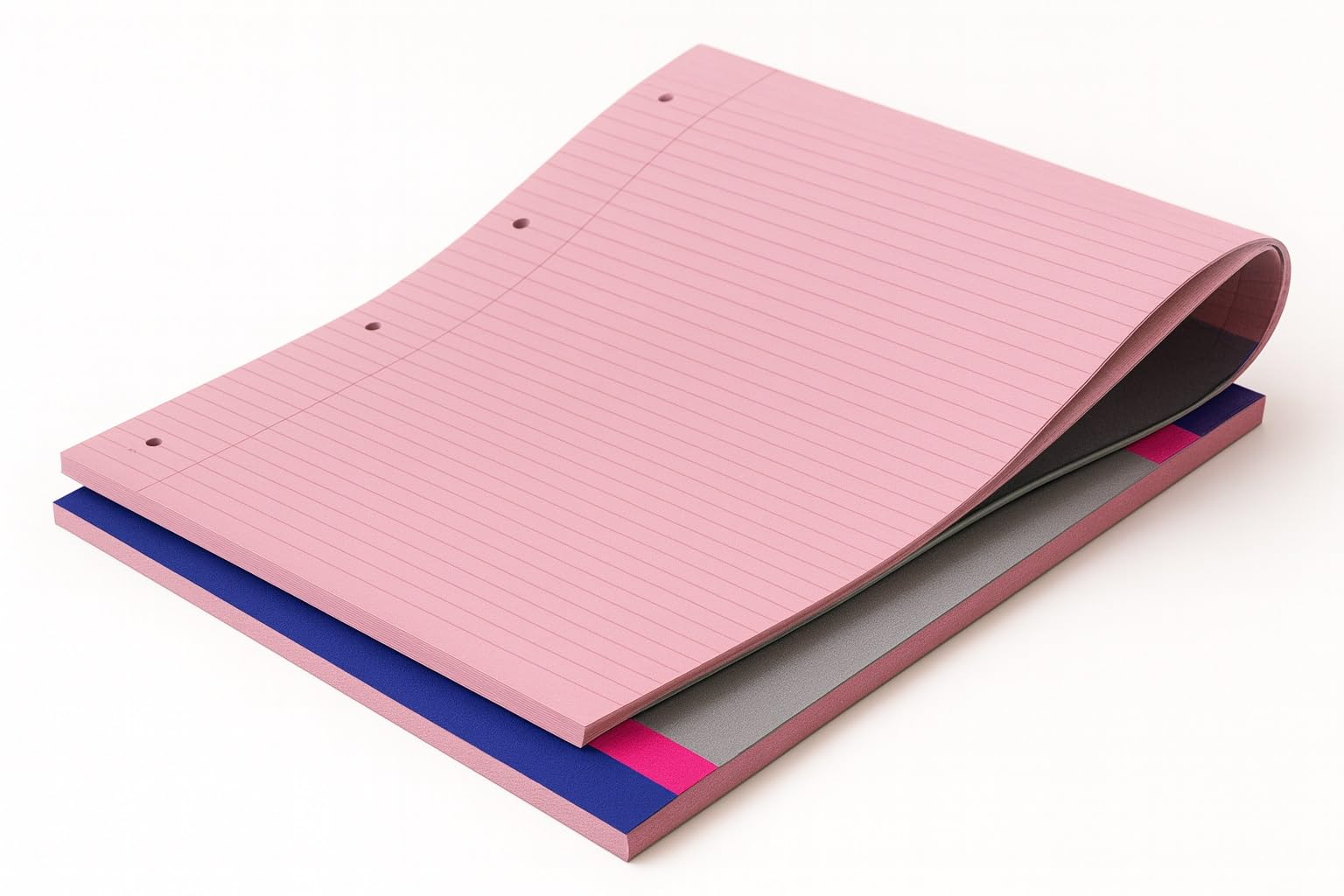 indigo® Schreibblock für Legasthenie, A4, 80 g/m², liniert mit Rand, 100 Seiten, 5 verschiedene Farben