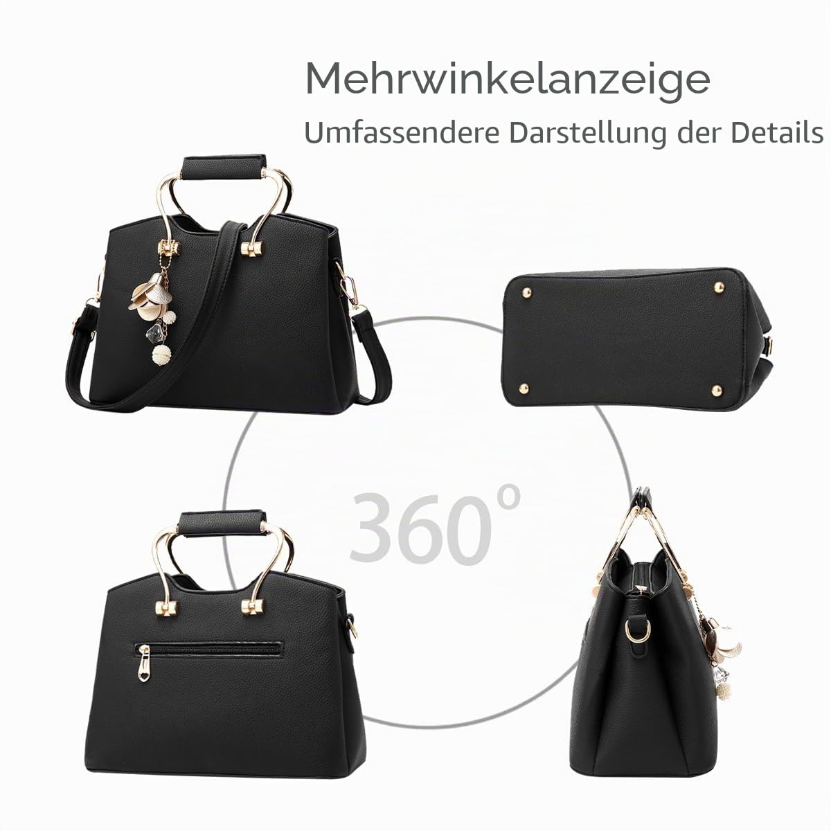 NICOLE&DORIS Damen Handtaschen Schultertasche mit Tragegriff Umhängetasche für Damen Ledertasche mit langem Riemen