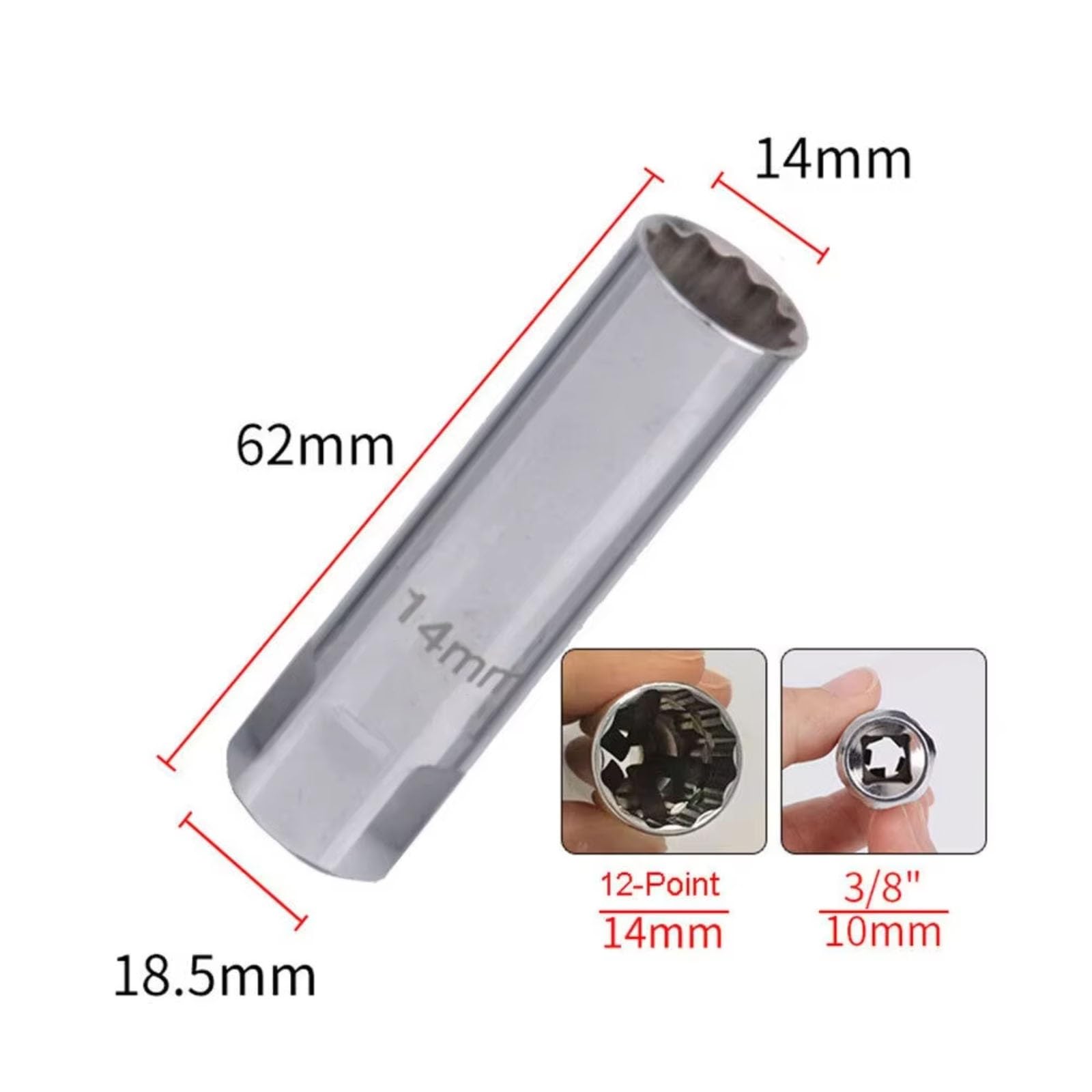 Klucz do świec magnetycznych 3/8" pod kątem 12° do nasadek 14 mm i 16 mm, do demontażu świec zapłonowych.