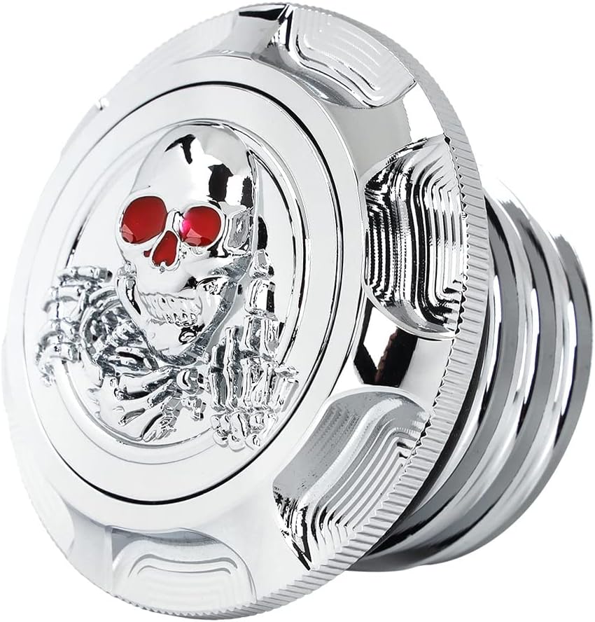 Aluminum CNC Fuel Gas Tank Oil Cap Fuel Gas Cap Compatible with Harley Dyna Sportster XL 883 1200 X48 (Chrome)