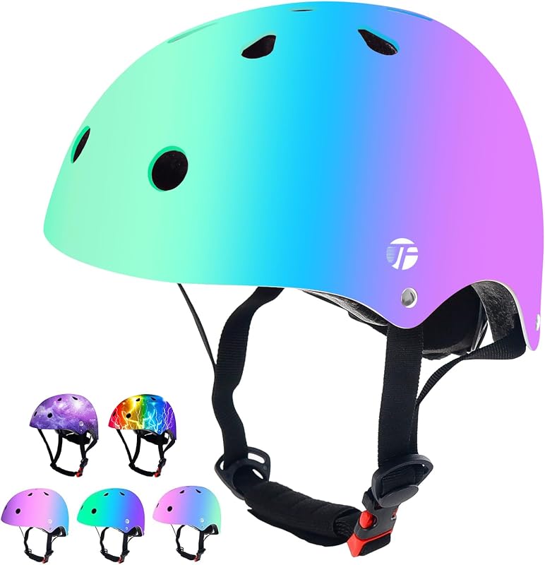 Casco de bicicleta para niños pequeños con gradiente de color ajustable para niñas y niños | Casco para monopatín, bicicleta para niños pequeños de 3-5-8-14 años, para ciclismo multideporte, patines en línea, patines