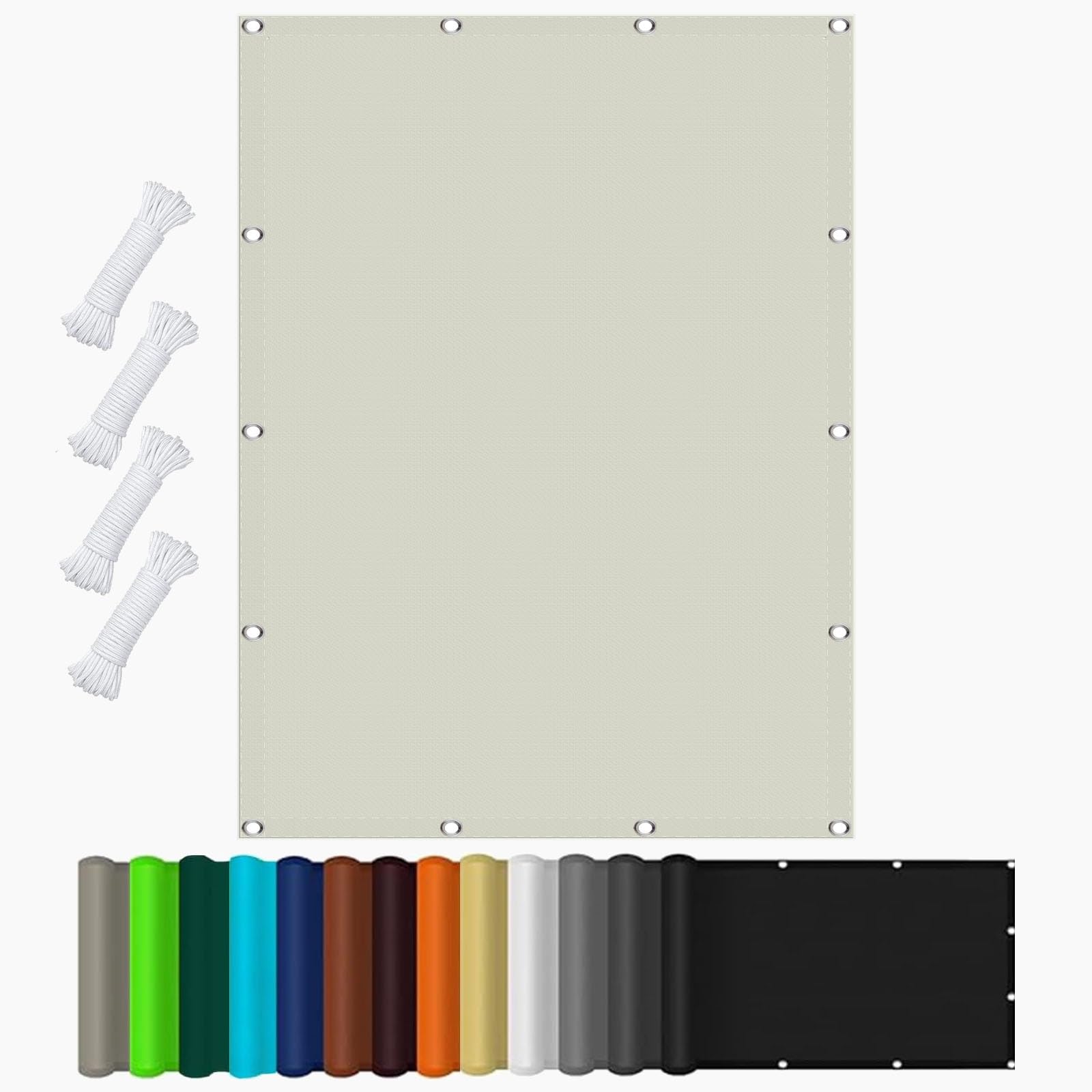 Filet d'ombrage 3.2 x 5.6 m blanc cassé imperméable avec oeillets pour votre terrasse