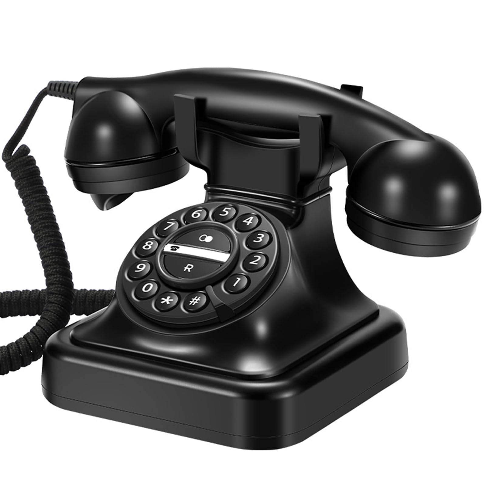 Diseño de teléfono fijo con cable, función de remarcación automática, conectores en conectores, compatibles con teléfonos de marcación de líneas estándar
