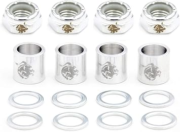 Precision Truck Hardware Kit for Skateboard & Longboards 4 Precision Spacers 4 Axle Nuts and 8 Speed Rings Speed Repair Set Accessories Parts