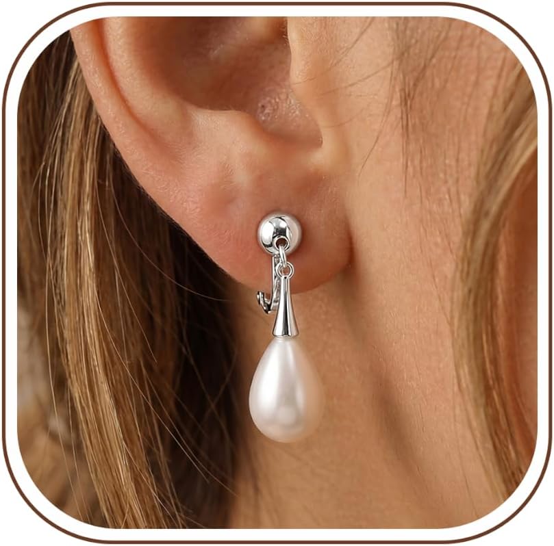 CASSIECA Clip On Earrings for Women Pearl Gold Silver Clip On Earrings