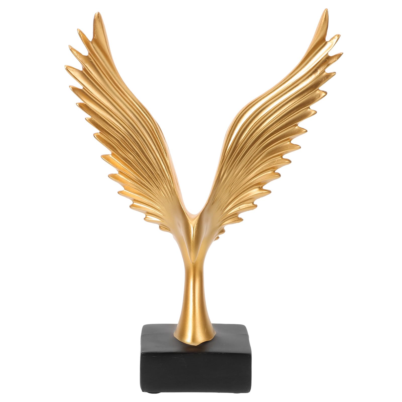 Sculpture d'oiseau abstrait en résine dorée VALICLUD