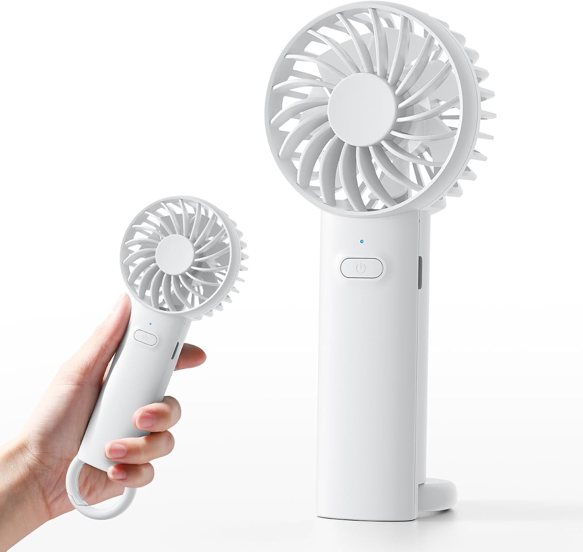 Jonwall Handventilator Tragbarer Handventilator USB Wiederaufladbarer Ventilator mit 3 Geschwindigkeiten Batteriebetriebener Mini-Tischventilator Elektrisch Tischventilator für Büro Outdoor (Weiß)
