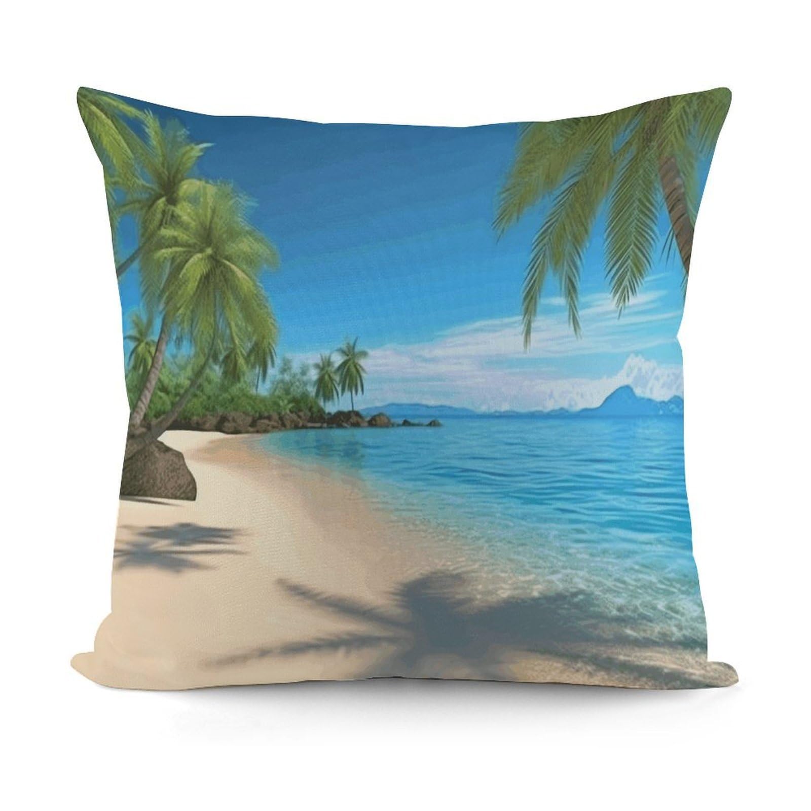 VstaDank Hawaiian Beach with Palm Trees Throw Pillow Covers Fade-Resistant Plush Pillow Case Cozy Square Cushion Case Removable Pillowcase Exquisite Pillow Shams Soft Pillow Protector 18"x18"