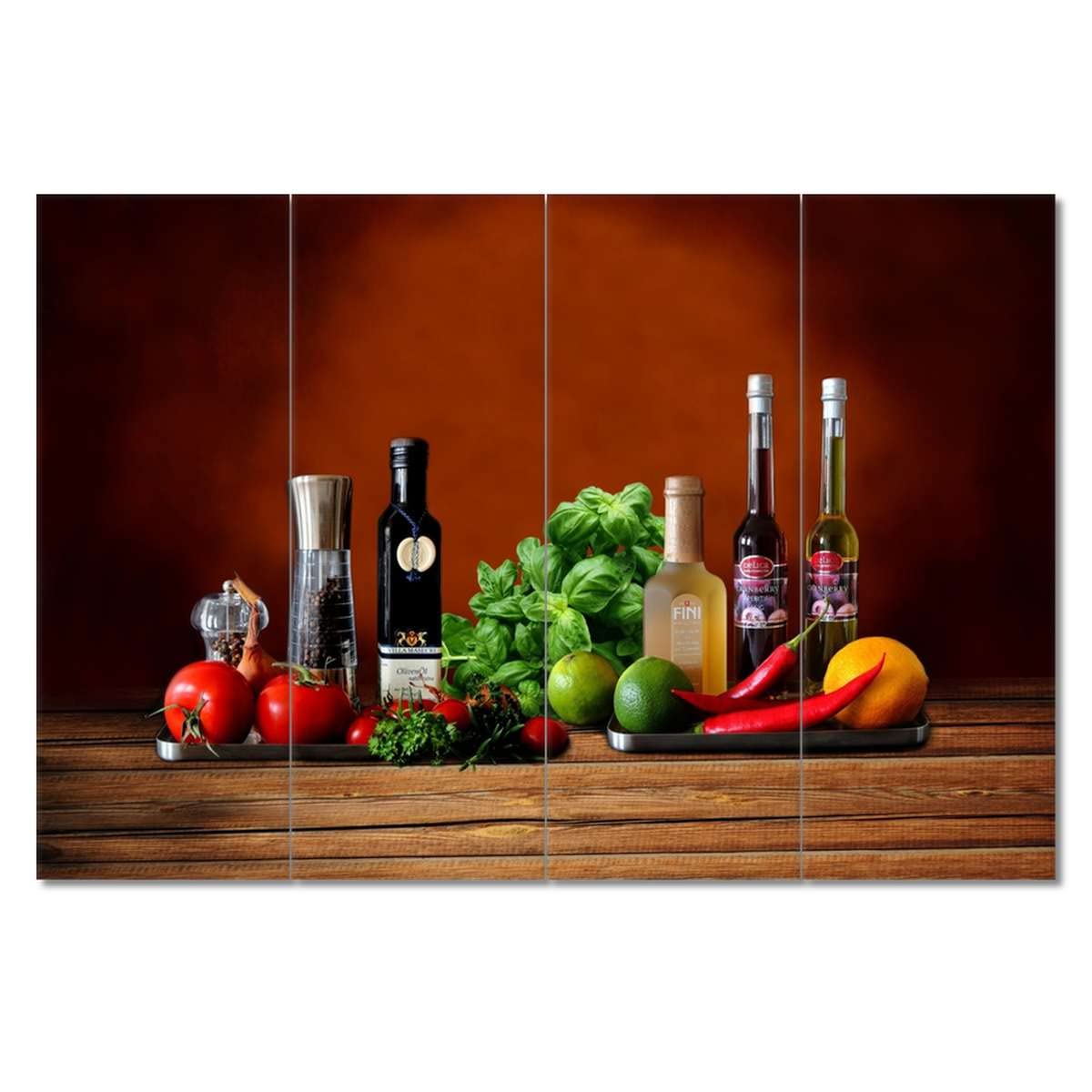 Pintura impresa sobre lienzo Decoración de pared 120x80cm Condimentos para la cocina. Frutas Nº H1668M_PC4A