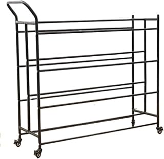 50.3in Basketball Hand-Pushed Cart with Wheels, Metal, Rolling Heavy Duty Volleyball Holder Stand, Footballs Storage Rack, for Garage Gym, 4 Tier