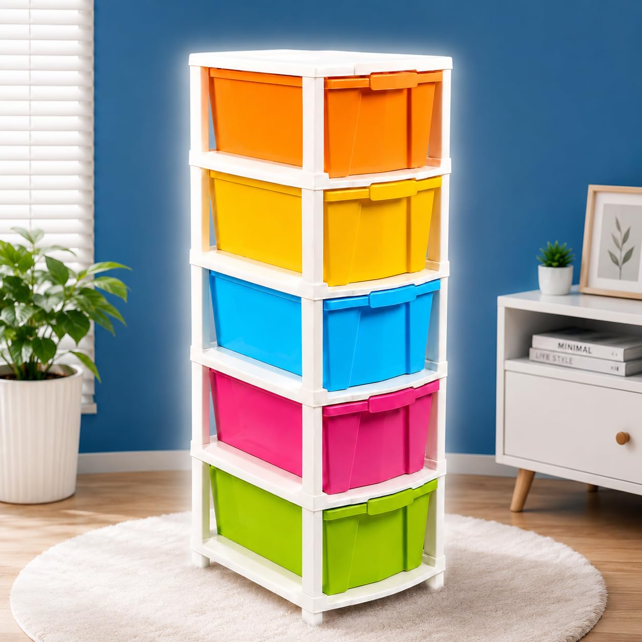 ⁵XL -Drawer Home and Room Plastic Stackable Plastic Drawer Organizer with Smooth Slide Mechanism I Khodal 014-image-20