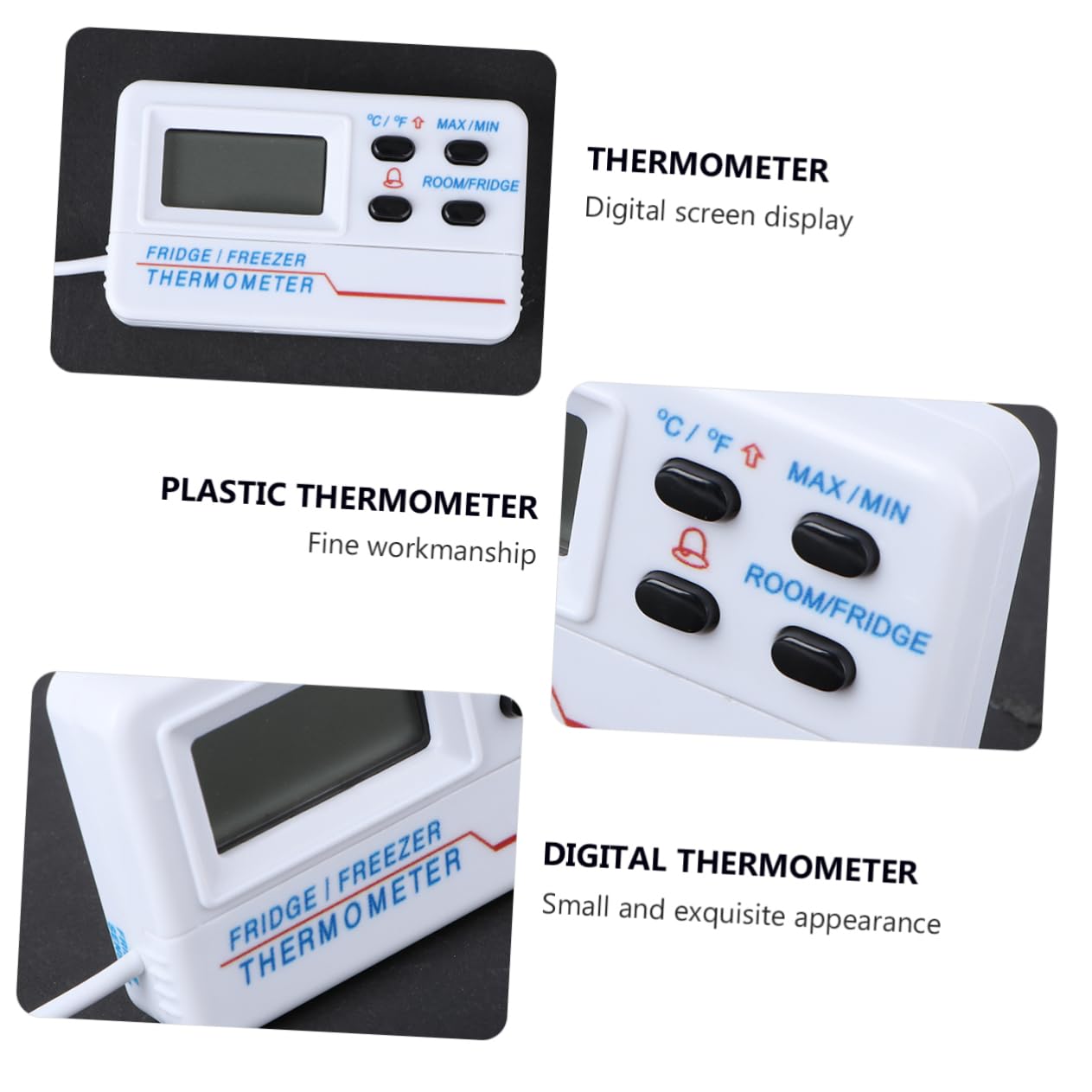 3 Pz Allarme Di Alta e Bassa Temperatura Termometro Per Frigorifero Termometro Digitale Termometro Ed Esterno Termometro Esterno Termometro Bianca TOPBATHY