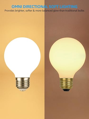 Miniatura 6 de TORCHSTAR Bombillas LED G25 regulables, bombilla redonda esmerilada para baño, bombilla LED Edison, 4.5 W (60 W equivalente), certificación UL y