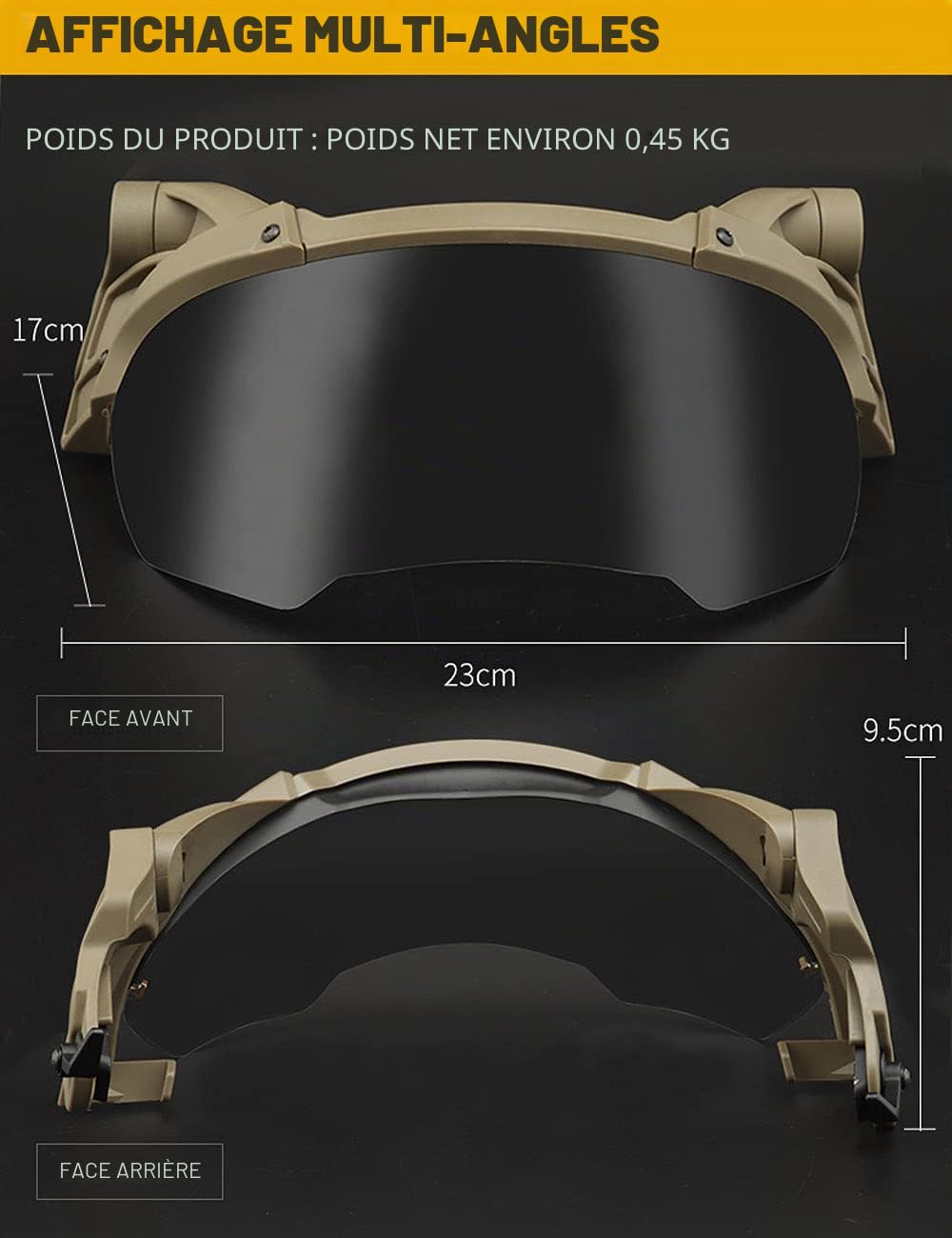 ACEXIER tactique Airsoft casque lunettes Guide Rail masque pour casque rapide rabattable masque de protection coupe-vent Anti-buée Airsoft jeu de guerre